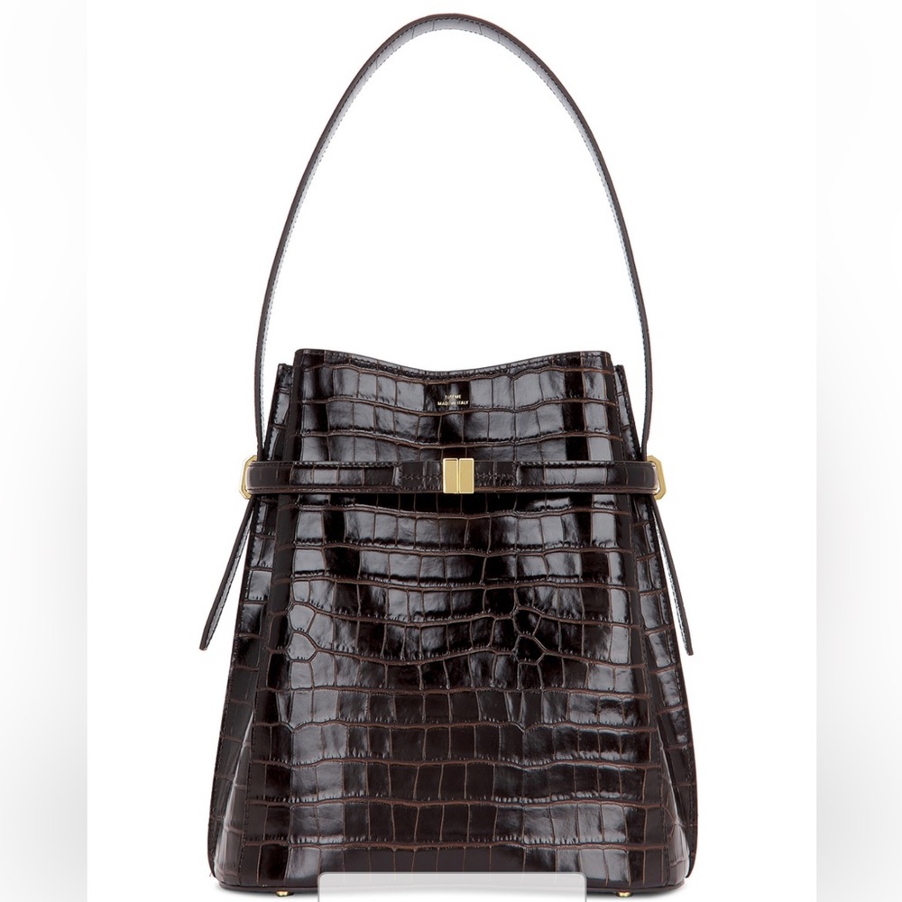 NEW / TOTEME Belted Bucket Bag in Dark Brown